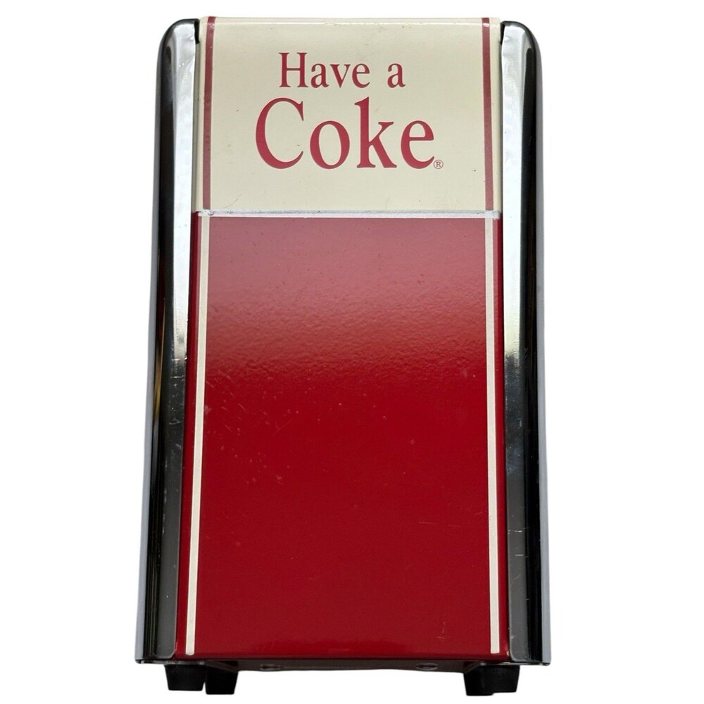Vintage Coca Cola Coke Napkin Holder Dispenser 1992 Red Chrome 50's Diner Style